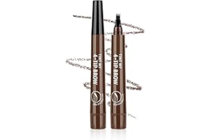FIOPET Upgrade 3D Microblading Pen,2PCS 2024 New Waterproof Microblading Eyebrow Pencil Contouring Pen with 4 Tip Eye Brow Pen,Natural Makeup Fine Stroke Magic Eyebrow Pencil Stay on All Day (Dark Brown)