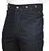 Historical Emporium Men's High Waist Humboldt Cotton Striped Trousers, Victorian Western Pants with Suspender Buttons 32 Navy