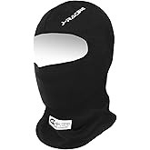 J-RACING&reg; Racing Balaclava, Lightweight Aramid Knit, SFI 3.3 Certified, Flame Retardant, Stretch Fit &amp; Breathable Head Sock for Auto Racing- Upgrade Black
