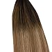 Sunny Hair 18inch Nano Bead Hair Extensions Human Hair Dark Brown Balayage Nano Hair Extensions Human Hair Invisible Nano Tip Hair Extension for Wedding 50g