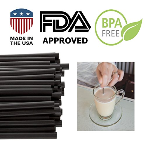 Coffee Stir Sticks, Plastic Stirrers: USA Made, BPA Free: Cocktail Straws, 5.25" Black, 1000ct