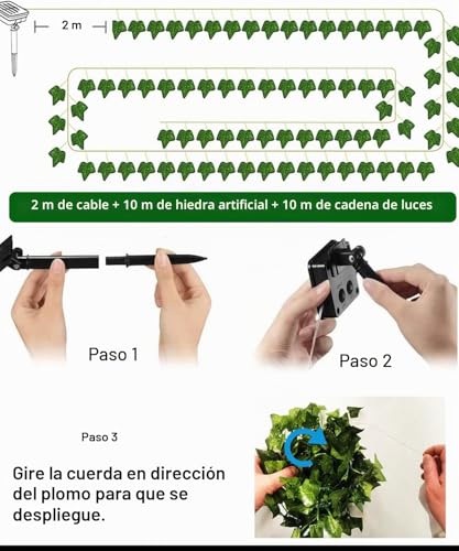 Joysing Outdoor Solar String Lights 10M 100 LED Artificial Ivy Lights, 8 Modes Outdoor Solar Vines Waterproof String Lights Leaf for Garden Balcony Outdoor Decoration