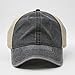 Vintage Washed Cotton Soft Mesh Adjustable Baseball Cap (Charcoal/Charcoal/Khaki)