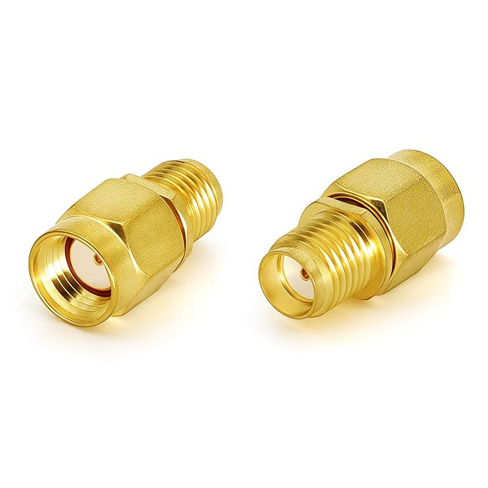 HiAoey Coaxial Adapter SMA Female to RP-SMA Male Connector, Low Loss Coaxial Connector for Radio Antenna Audio, 2 Pcs
