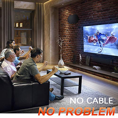 [2019 NEWEST]HDTV Antenna,Indoor Digital TV Antennas Amplified 140+ Miles Range Smart Amplifier Signal Booster, 1080P 4K VHF UHF Local Freeview Channels All TV's- 17ft Coaxial Cable Reversible [Black] - Thumbnail 6