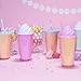 Bewaltz Ice Cream Double Wall To Go Cold Cup Tumbler with Straw BPA Free16 oz, Vacuum Insulated Travel Mug, Gifts, Bridal Shower, Themed Party, party favors, Christmas Stocking Stuffer (Pink)