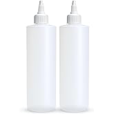 BRIGHTFROM Condiment Squeeze Bottles, 8 OZ Empty Squirt Bottle with Twist Top Cap, Leak Proof - Great for Ketchup, Mustard, Syrup, Sauces, Dressing, Oil, Arts and Crafts, BPA FREE Plastic - 2 PACK