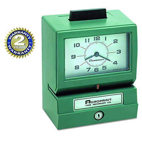 Acroprint 011070411 Model 125 Analog Manual Print Time Clock with Month/Date/0-12 Hours/Minutes