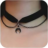Roe Dolph Black Choker Necklaces for Women Moon Star Necklace Black Velvet Choker Charm Necklace Vintage Halloween Decor