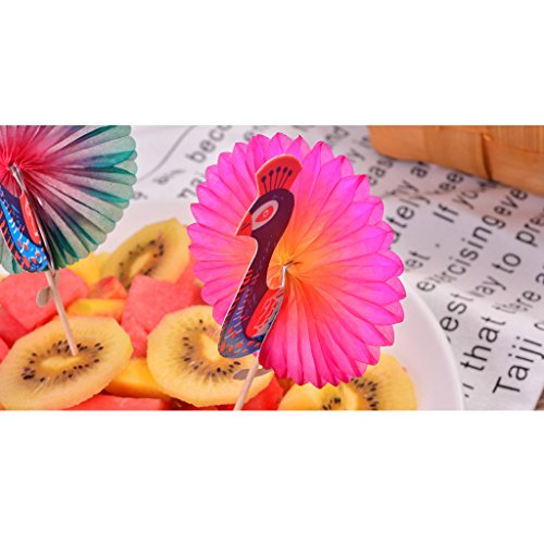 SM SunniMix Papier Cocktail Schirmchen Getränke im Nachtklub für Wein Bier Bar, Pfau, 25pcs/Set – Bild 4