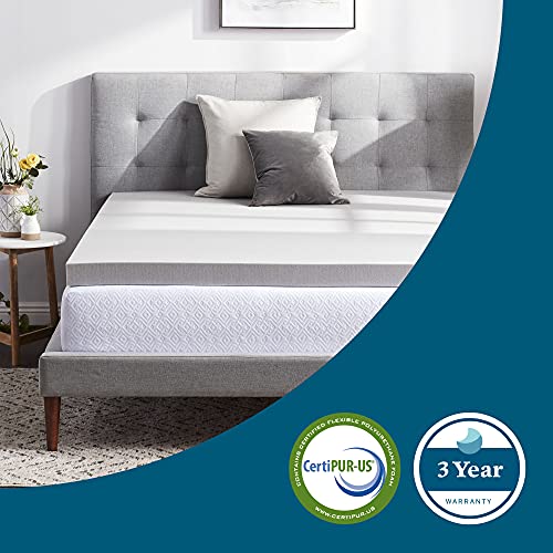 Lucid 2 Inch Ventilated Bamboo Charcoal Memory Foam Mattress Topper