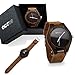Oct17 Men's Walnut Wood Fashion Bamboo Wooden Watch Quartz Genuine Leather Japanese Analog Quartz Movement Casual Brown Wristwatches
