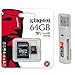 Kingston 64GB MicroSD XC Class 10 UHS-1 TF MicroSDHC TransFlash 45MB/s Read High Speed Memory Card SDC10G2/64GB with SD Adapter and USB 2.0 MemoryMarket Dual Slot MicroSD & SD Memory Card Reader