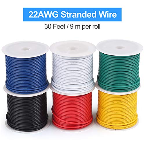 LotFancy 22AWG Stranded Wire, 6 Colors (30 Feet Each) Electrical Wire, Tinned Copper Hookup Wire Kit - //medicalbooks.filipinodoctors.org