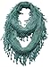 KMystic Lace Infinity with Long Fringe (Ash Turquoise)