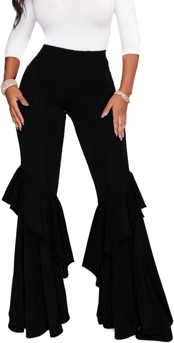 ruffle bell bottom pants