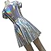 pinda Holographic High Waisted Flare Skater Dress (M, Silver)