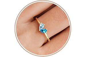 TOSGMY Gold Birthstone Rings for Women Non Tarnish Stackable Ring Dainty 14K Gold Plated Heart CZ Emerald Gemstone Ring Wedding Engagement Promise Ring for Her Birthday Personalized Jewelry Gifts for Mom Size 6-10