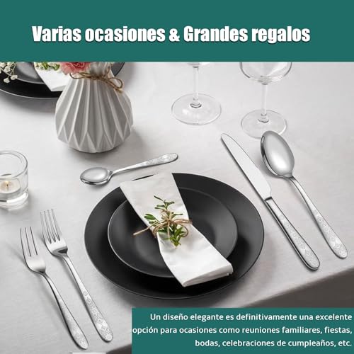 Complete cutlery 6 people, EIUBUIE vintage cutlery with unique design | 30 Pieces, Mirror Polished, Stainless Steel Flatware, Dishwasher Safe, Cutlery Set, Knife Spoon Fork