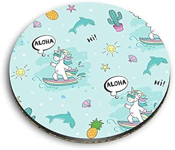 Destination 12705 - Imanes redondos de MDF con diseño de unicornio para