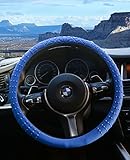 JYPC Silicone Steering Wheel Cover,Non-Slip and Sweat Absorbent, Universal 14 to 15 inches (Dark Blue)