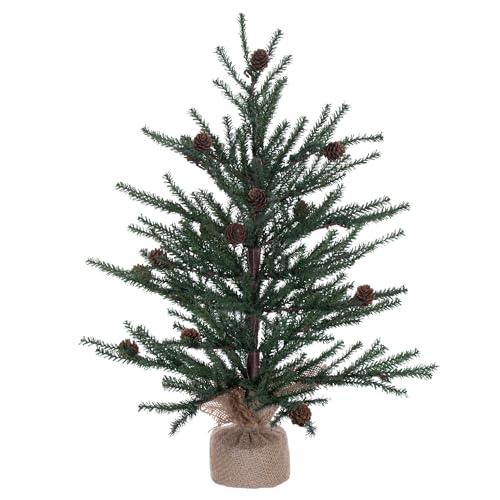 Vickerman Carmel Pine Tree with Pine Cones & 294 PVC Tips In Burlap Base, 18"