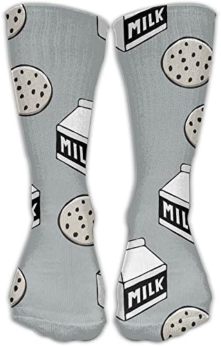 Unisex Unique Design Fabric By The Yard Cotton Milk And Cookies Grey Milk 1 Socks 30CM Socks Cotton/nylon/spandex.