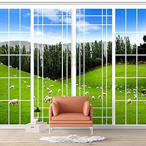 Wall Murals for Bedroom Vies from French Window Design Removable Wallpaper Peel and Stick Wall Stickers - 66x96 inches