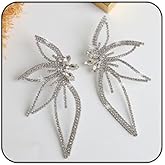 Large Crystal Butterfly Stud Earrings for Women, Shiny Rhinestone Animal Wing Earrings Boho Y2K Big Metal Butterfly Earrings Prom statement Jewelry
