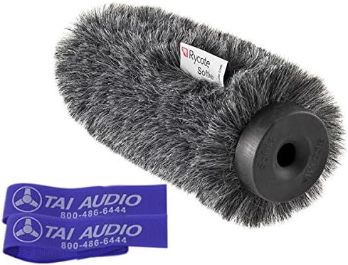Rycote 12cm Black Fur Softie (19/22) for Schoeps CMIT5U or DPA 4017 with (2) TAI Audio Cable Straps