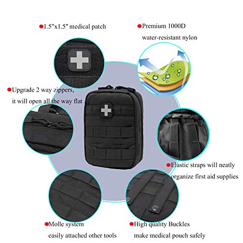 EMT Pouch MOLLE Ifak Pouch Tactical MOLLE Medical First Aid Kit Utility Pouch Carlebben (with Medical Supplies)