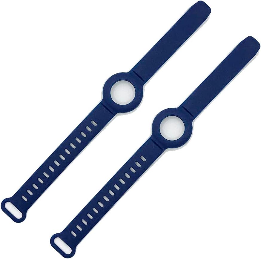(2 Pack) Kids Anti-Lost Bracelet for AirTag, iZi Way Soft Silicone Wristband Watch Band Waterproof Protective Case Cover Holder for Apple Air Tags Tracker - Blue