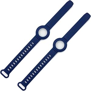 (2 Pack) Kids Anti-Lost Bracelet for AirTag, iZi Way Soft Silicone Wristband Watch Band Waterproof Protective Case Cover Holder for Apple Air Tags Tracker - Blue