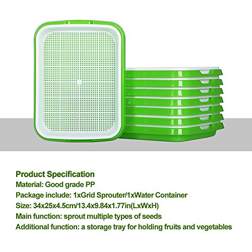2 Sets Sprouter Tray BPA Free PP Soil-Free Densely Small Hole Healthy Wheatgrass Grower 13.4x9.84x1.77inch - Thumbnail 2