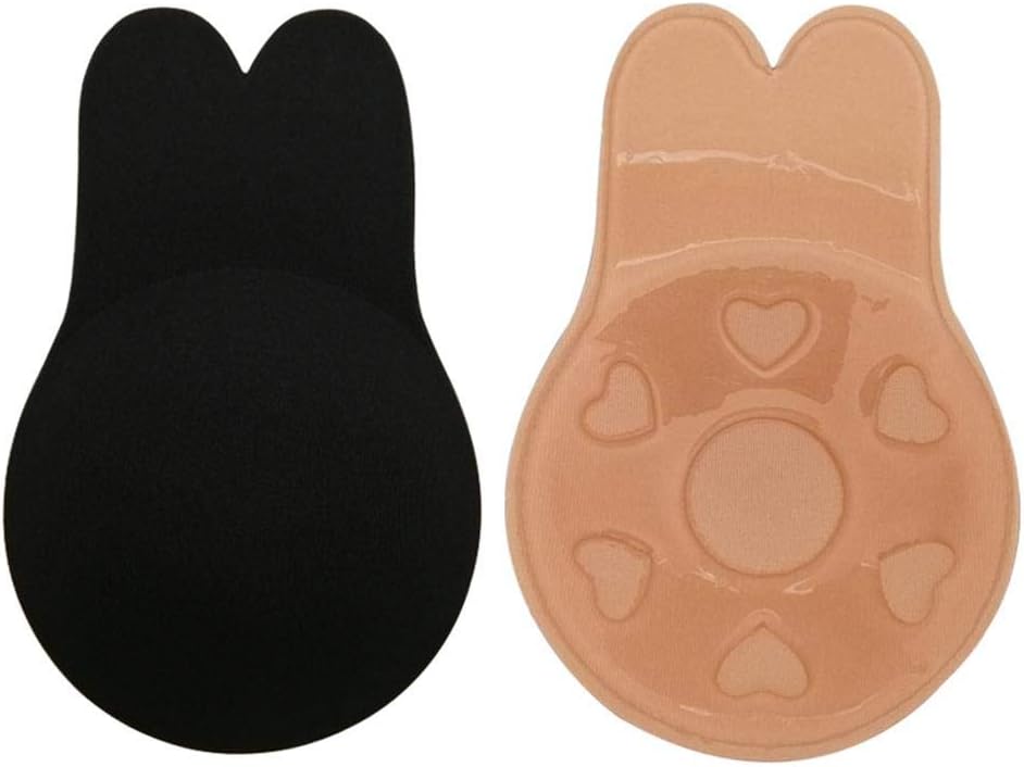 KELYNN Invisible Brassie Tape Silicone Adhesive Push Up Bra 2Pack Black+Beige (13cm/5.12")