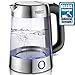 Electric Kettle Glass Tea Kettle (BPA free), Strong Borosilicate Glass, Rapid Hot Water Heater Kettle with Dual LED Indicator System, British Strix for Boil Dry Protection and Auto Shut off, Phonect
