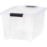 32 Qt. Plastic Storage Bin with Lid, Stackable Storage Containers, Tote
