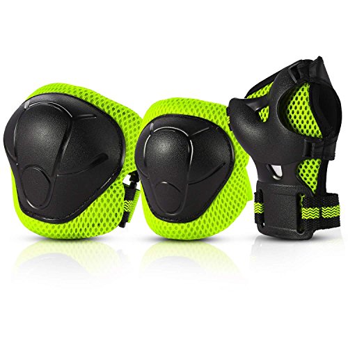 6PCS Children Cycling Roller Protective Pads, Eruner Kid's Skateboard Biking Roller Blading Wrist Elbow Knee Pads Blades Guard Outdoor Sport Pads (Gray, S) - Thumbnail 7
