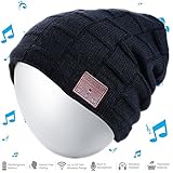 Moretek Wireless Bluetooth Hat Beanie Music Cap Musicphone Speakerphone Stereo Headphone Headset Earphone Speaker Mic Outdoor Sport Skiing Skating with Charger USB Cable Hat for Women Men (NewBlack)
