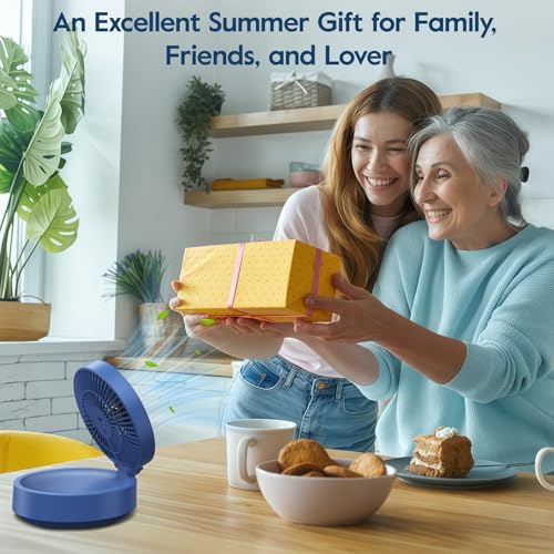 Table Fan, USB Rechargeable Powerful Quiet Fans with Remote Control, LED Display, 120° Rotation Oscillating, 3 Speed, Portable Fan for Office, Bedroom, Camping