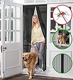 OMorc Magnetic Screen Door, Heavy Duty Mesh Curtain with Full Frame Velcro, Fits Door Openings up to 34