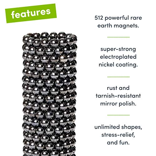 Speks - Black Color Set of 512 (2.5mm) Mashable, Smashable, Rollable, Buildable Magnets - Office Toy & Stress Relief for Adults - Thumbnail 2