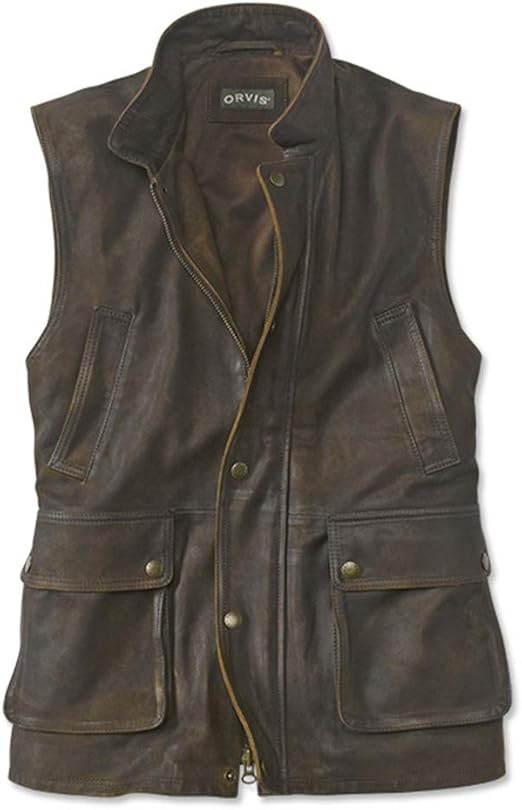 Orvis Men's Munitions Leather Vest at Amazon Men’s Clothing store