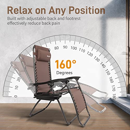 Bonnlo Zero Gravity Chairs Set of 2 Patio Folding Lounge Chairs Outdoor