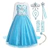 Relibeauty Princess jurk met lange mouwen voor meisjes met accessoires (4-5 jaar, blauw)