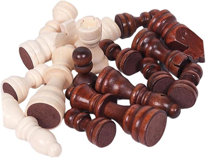 Wood International Chess Piece Set with 32 Padded Felt Bases, 1 inch, Traditional Games Traditional Games