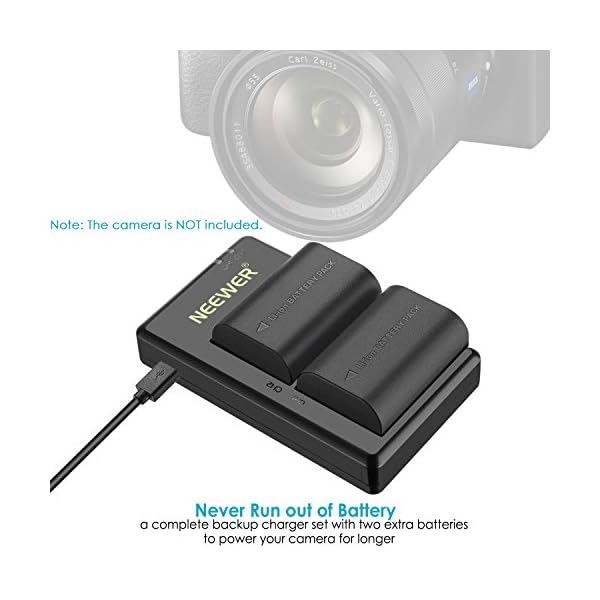 Neewer LP-E6 LP-E6N Kamera Ersatzakku für Canon, 2-Pack 2000mAh Batterie Ladegerät Set für EOS 7D Mark II/5D Mark IV/5D Mark III/70D/5DS/5DS R/5D Mark II/6D/7D/80D/60D usw. (Schwarz) – Bild 6
