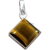 CELCIA JEWELRY Solid 925 Sterling Silver Pendant For Men Women, Genuine Black Onyx Flat Square Gemstone Unique Handcrafted Pendant For Her Him