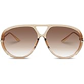 DsitMG Retro Polarized Aviator Sunglasses for Women Men Oversized Classic 70s Trendy Square Sun Glasses Vintage Shades