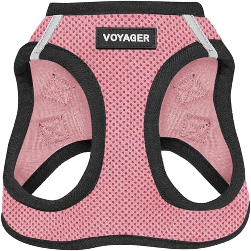 Best Pet Supplies Voyager Step-In Air Dog Harness – All-Weather Mesh Step-In Vest Harness for Small and Medium Dogs – Pink Base, S